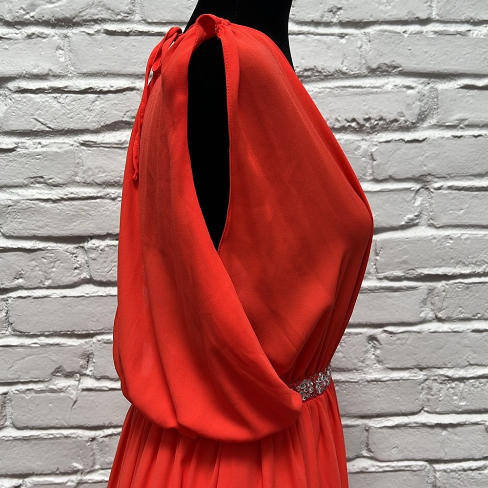 ASOS Bright Red Maxi Dress with Embellished Waist - Picture 4 of 16